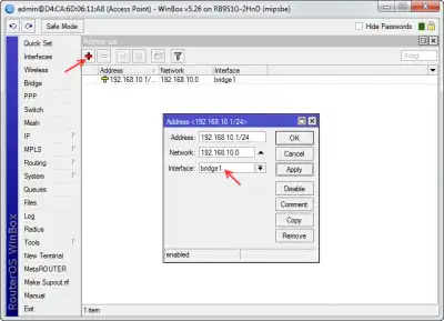 نحوه تنظیم IP Address روی اینترفیس Bridge در میکروتیک